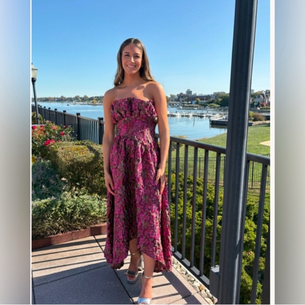 Elliatt Fuchsia Floral Strapless Maxi Dress - Picture 2 of 15
